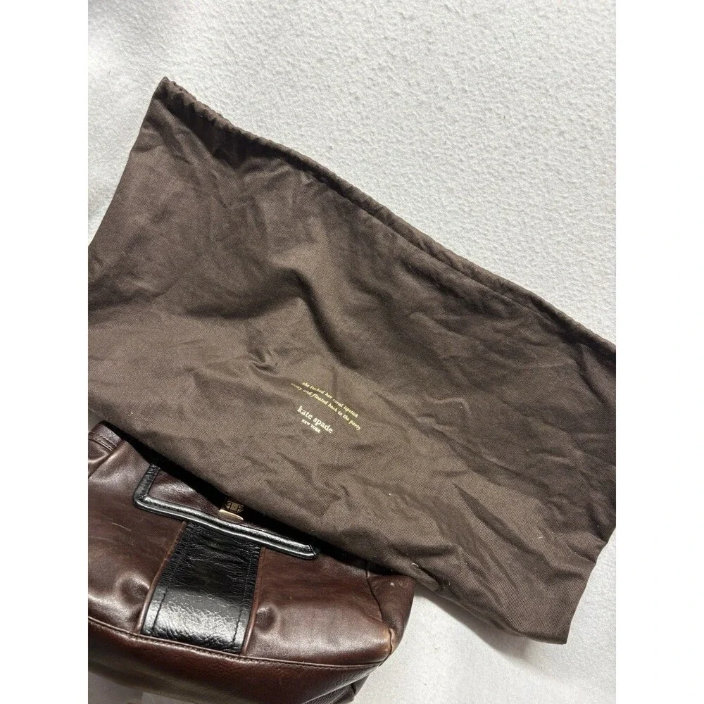 Kate Spade Rare Brown/Black Leather Turn Lock Shoulder Bag Purse With Dust Bag